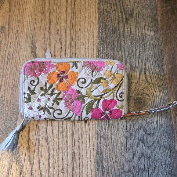 Vera Bradley BUNDLE Tote & Bi-Fold Wallet "Tea Garden" Pink Floral - Picture 6 of 8